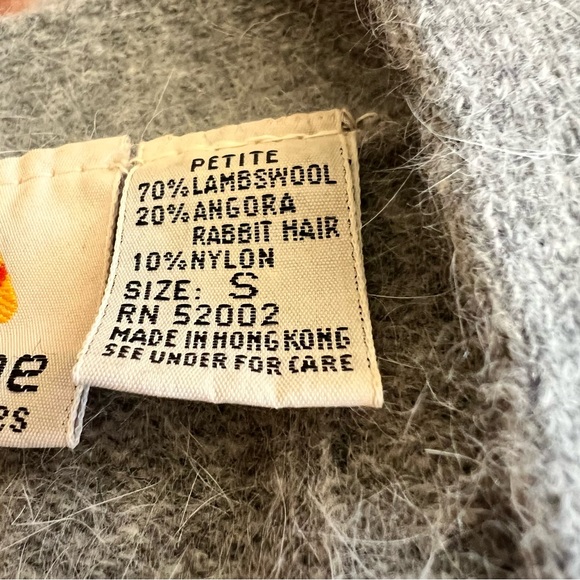 Vtg Liz Claiborne Gray Cable Knit Cardigan Sweater Wool Angora Women's S Grandpa - Picture 6 of 6